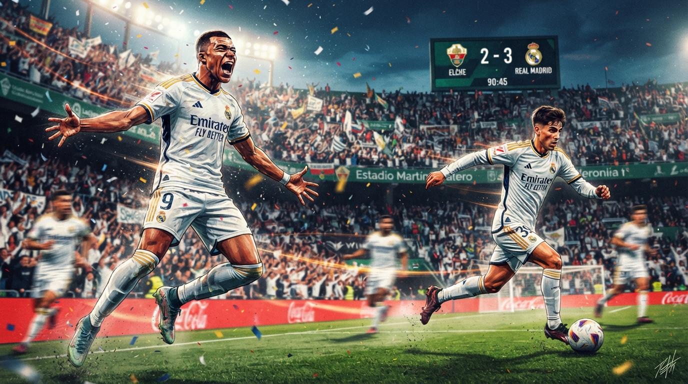 إلتشي 2-3 ريال مدريد: مبابي يسجل وإسبي يحسم مباراة مثيرة في الوقت القاتل